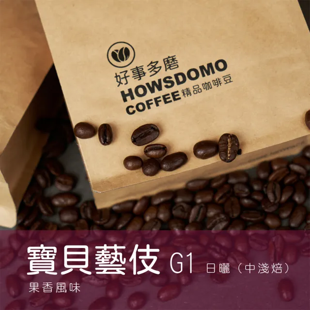 【Howsdomo 好事多磨】寶貝藝伎 G1/日曬-精品咖啡豆225gx2包(精品咖啡豆)