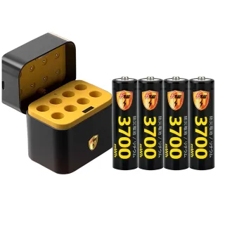 【KOTSURU】8馬赫 3號/AA 恆壓可充式1.5V鋰電池全新特大能量3700mWh4入+3號8槽 AI隨身收納盒充電器