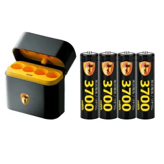 【KOTSURU】8馬赫 3號/AA 恆壓可充式1.5V鋰電池全新特大能量3700mWh4入+3號4槽 AI隨身收納盒充電器