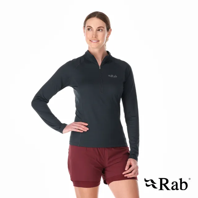 【RAB】Sonic LS Zip Wmns 長袖透氣拉鍊排汗衣 女款 鯨魚灰 #QBL04