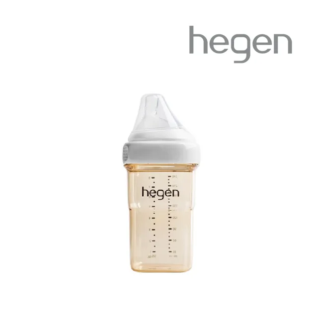 【hegen】總代理｜PCTO™金色奇蹟PPSU多功能方圓型寬口奶瓶 240ml(象牙白)