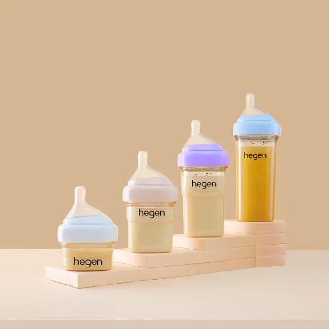 【hegen】總代理｜PCTO™金色奇蹟PPSU多功能方圓型寬口奶瓶 330ml(象牙白)