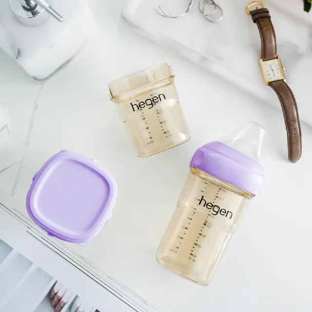【hegen】總代理｜PCTO™金色奇蹟PPSU多功能方圓型寬口奶瓶 240ml 雙瓶組(象牙白)