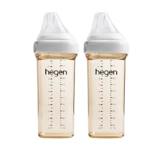 【hegen 總代理】PCTO™ 金色奇蹟PPSU多功能方圓型寬口奶瓶 330ml 雙瓶組(象牙白)