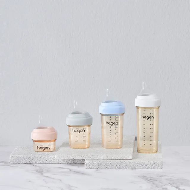 【hegen】總代理｜PCTO™金色奇蹟PPSU多功能方圓型寬口奶瓶 150ml 雙瓶組(象牙白)