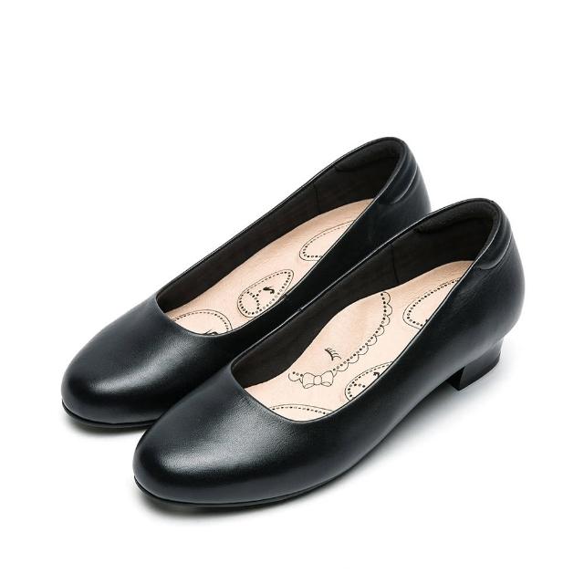 【DIANA】輕彈舒適OL真皮低跟制鞋-漫步雲端布朗尼美人款(黑色)