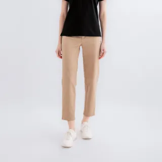 【Arnold Palmer 雨傘】女裝-經典AP繡花鬆緊帶休閒長褲(卡其色)