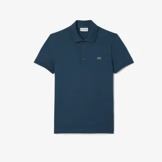 【LACOSTE】男裝-經典修身短袖Polo衫(靛藍色)