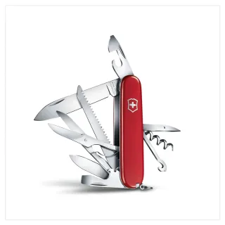 【VICTORINOX 瑞士維氏】Huntsman 瑞士刀/紅/15用/91mm(1.3713)