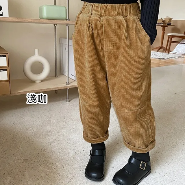 【橘魔法】加厚 素色燈芯絨細刷絨休閒褲(褲子 長褲 中性款 童褲 童裝 男童 女童 兒童)