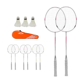 【QLZHS】輕量減震羽球拍套組 穿線拍 對拍組 訓練球拍 羽拍 羽毛球拍(贈3球+球拍套)