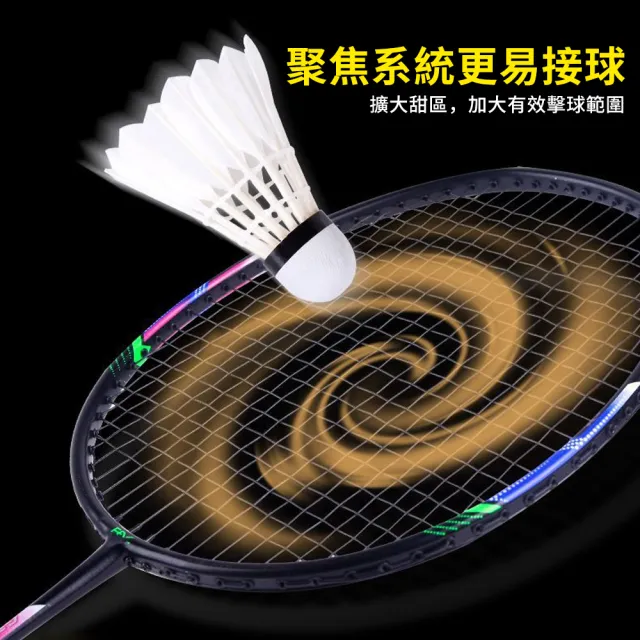 【QLZHS】618限定 輕量減震羽球拍套組 穿線拍 對拍組 訓練球拍 羽拍 羽毛球拍(贈3球+球拍套)