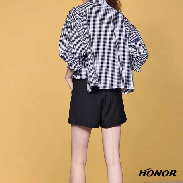 【HONOR 山形屋】出清品 休閒寬鬆側開衩短褲-黑/杏(限定出清)