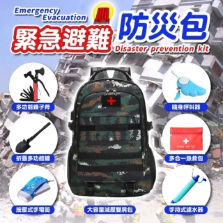 【Zhuyin】災害預防 緊急救難 避難包 地震 防災 急救(大容量背包、多功能鏟、多功能槌、警報器、急救包)