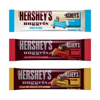 【Hersheys 好時】金磚巧克力條裝28gx3入(巧酥可可/杏仁夾餡黑/杏仁夾餡牛奶)