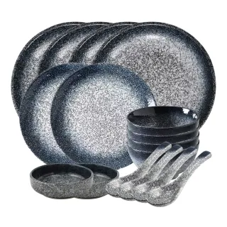 【Just Home】日式漸層陶瓷16件碗盤餐具組(碗 盤 餐具 入厝禮 禮盒組)