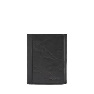 【FOSSIL 官方旗艦館】Neel 真皮多功能三折皮夾 男 短夾-黑色 ML3869001(禮盒組附鐵盒)