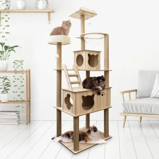 【貓本屋】豪華版太空艙木紋貓跳台(180cm)