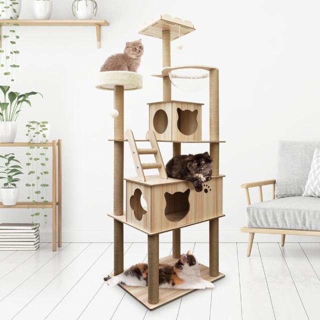 【貓本屋】豪華版太空艙木紋貓跳台(180cm)