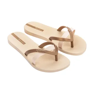 【IPANEMA】多色拼接交叉人字平底拖鞋(米色)