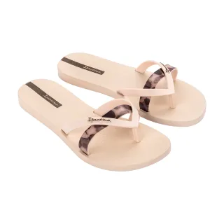 【IPANEMA】雙色拼接交叉人字平底拖鞋(藕粉色)