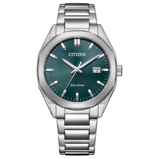 【CITIZEN 星辰】GENTS系列 光動能 八角形 簡約時尚不鏽鋼腕錶/藍綠色38mm(BM7620-83X)