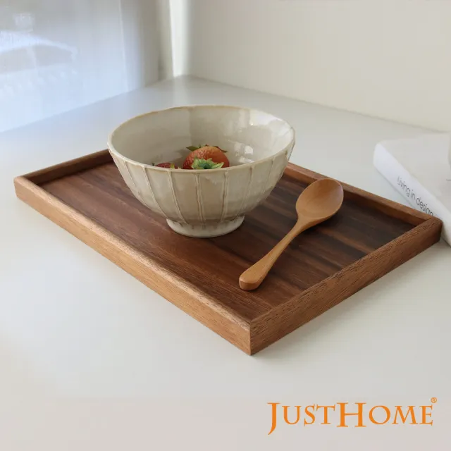 【Just Home】沉穩深色胡桃木-木質拖盤23x35cm(托盤 端盤 置物盤)