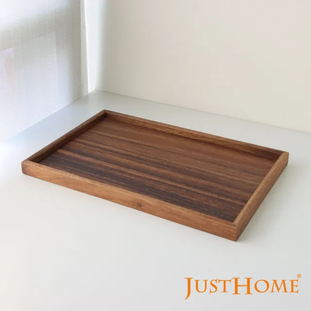 【Just Home】沉穩深色胡桃木-木質拖盤23x35cm(托盤 端盤 置物盤)