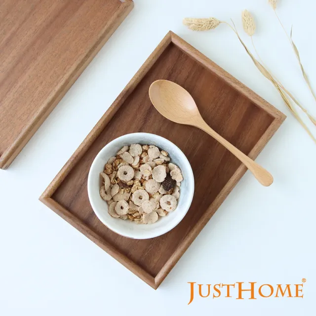 【Just Home】沉穩深色胡桃木-木質拖盤2件組17x25cm(托盤 端盤 置物盤)