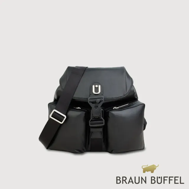 【BRAUN BUFFEL 德國小金牛】福利出清品 亞斯賓 後背包-黑色(BF544-62-BK) 男包送禮推薦