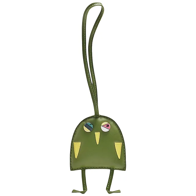 【Hermes 愛馬仕】HIBOUTON插畫可愛造型小羊皮吊飾/掛飾(抹茶綠色H1107448-GREEN)