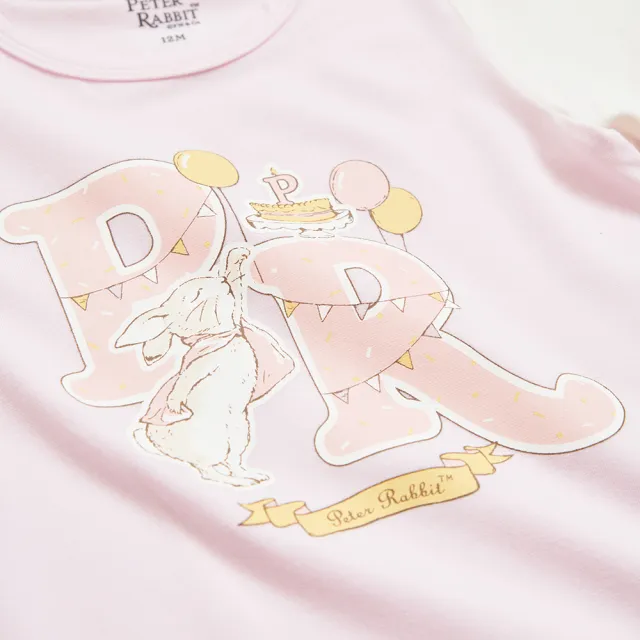 【奇哥】比得兔 嬰幼童裝 生日快樂短袖側開兔裝/連身衣-冰淇淋紗(3-24個月)