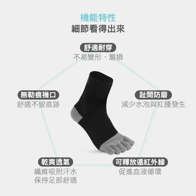 【MarCella 瑪榭】MIT竹炭纖維健康五趾長襪(抗菌/五指襪/除臭襪)