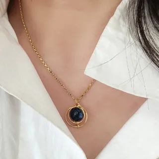 【LEESA】生日禮物\項鍊\女生項鍊\青金石\個性項鍊\鎖骨鍊\吊墜\吊飾\星球項鍊\18k\