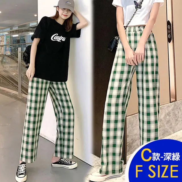 【K.W.】MOMO限定春季新品英倫格紋修飾臀圍褲(棉麻 中長裙 小香風 涼感褲 牛仔褲 輕薄 涼感裙)