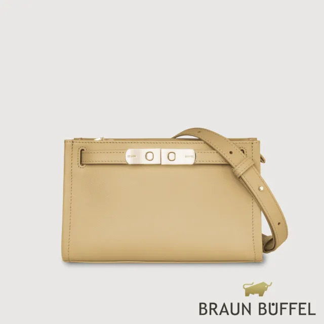 【BRAUN BUFFEL 德國小金牛】尤妮爾 斜背包-淺棕色(BF867-11-CR) 女包送禮推薦