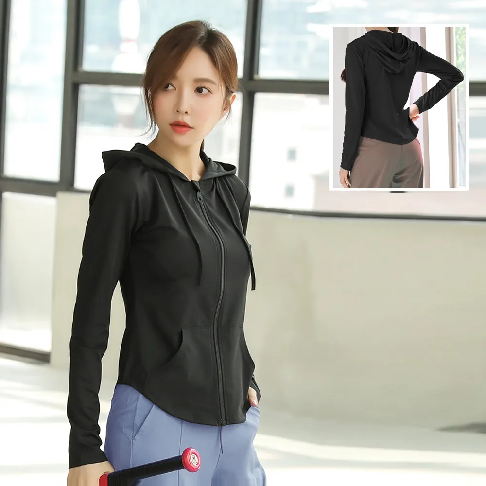 【BODYAIR】簡約小收腰連帽外套(瑜珈.運動.慢跑.透氣.舞蹈.運動外套)
