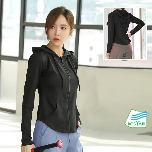 【BODYAIR】簡約小收腰連帽外套(瑜珈.運動.慢跑.透氣.舞蹈.運動外套)