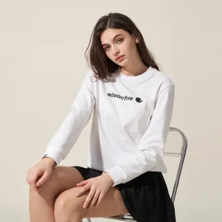 【ELLE ACTIVE】女款 logo印花長袖大學T-白色(EA24S2W1701#90)