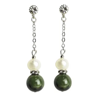 【大東山樑御珊瑚】天然珍珠VS墨玉耳環-墨陽白(5.5-8mm)