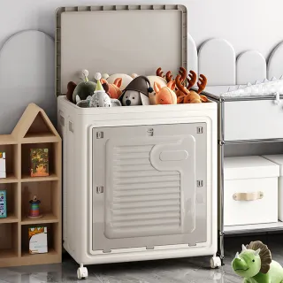 【AOTTO】130L大容量翻蓋附輪折疊收納箱(推車 收納箱 折疊箱 玩具收納)