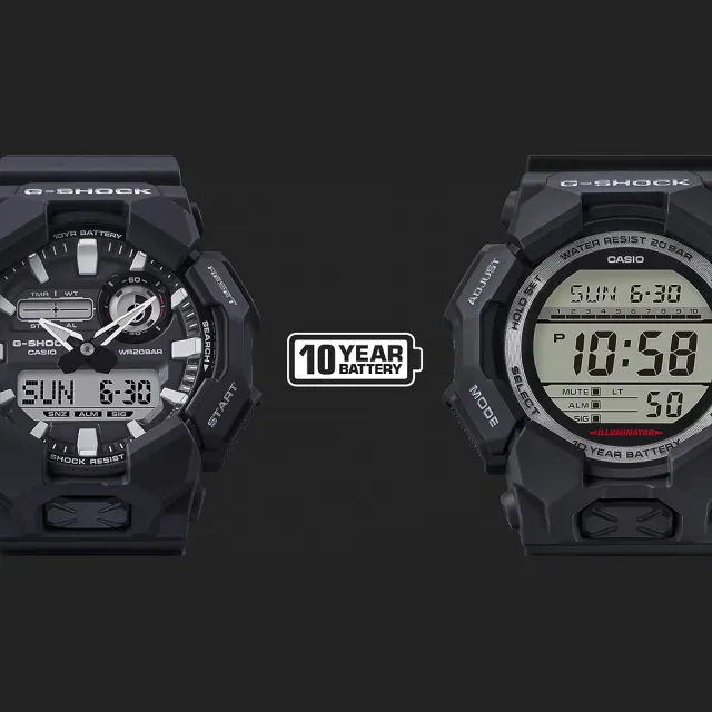 【CASIO 卡西歐】G-SHOCK 10年電力 大螢幕電子錶 學生錶 送禮 禮物 推薦(GD-010-1A1)