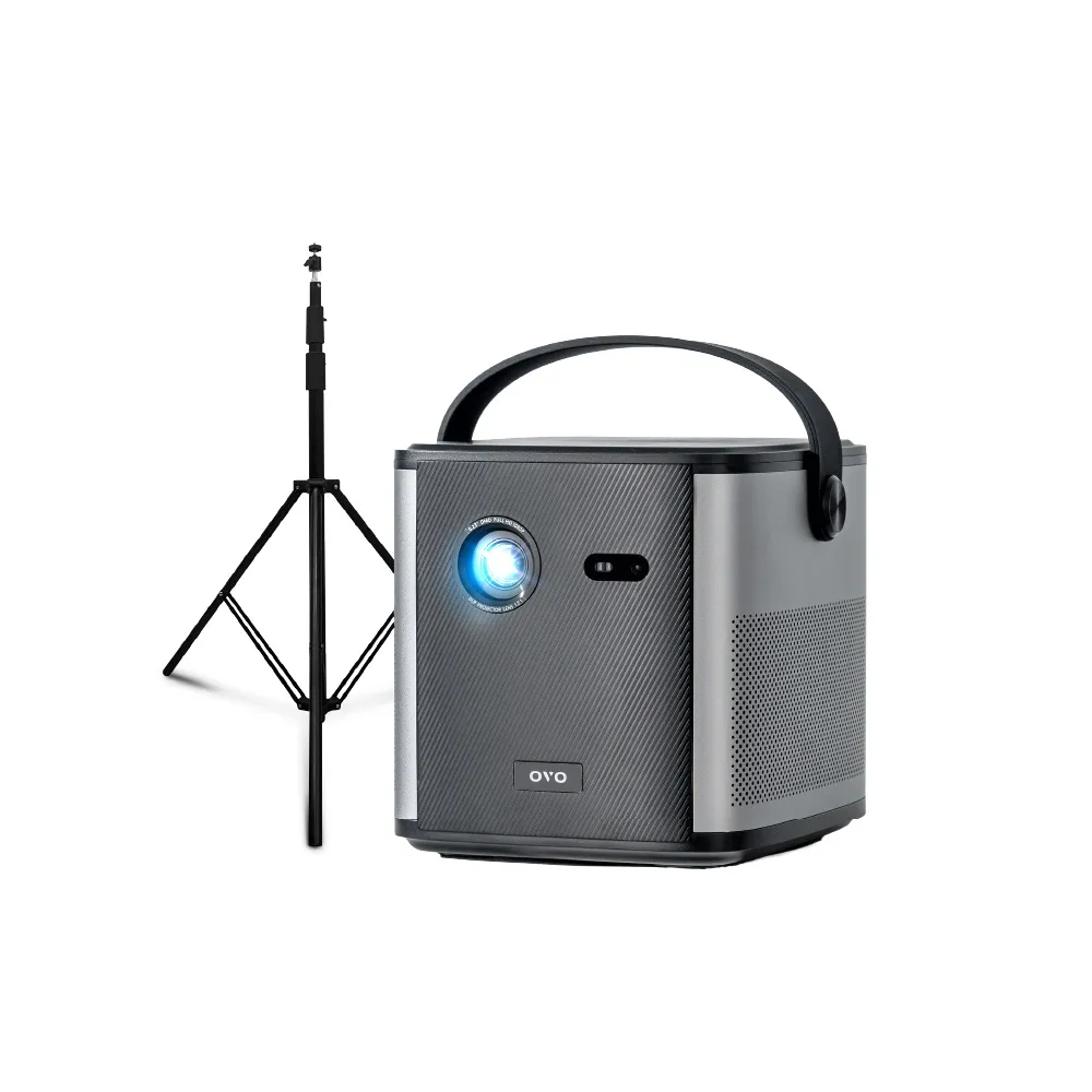 OVO AI行動劇院 FHD智慧投影機(U8落地腳架組)1500流明 內建電池 5W+5W立體聲 娛樂/露營/戶外/商用