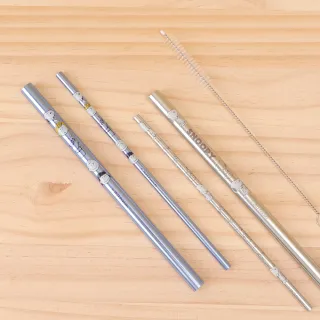 【Norns】鋁吸管組 冷飲專用(Peanuts史努比 迪士尼 小熊維尼 環保吸管三入組 附清潔刷 粗吸管 珍珠吸管)