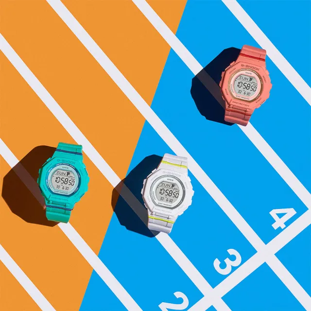 【CASIO 卡西歐】G-SHOCK 計步藍芽手錶 清爽色彩女錶-藍綠色 送禮 禮物 推薦(GMD-B300SC-2)