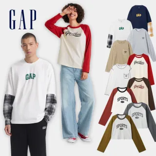 【GAP】男女裝 印花短版/純棉假兩件/刺繡/印花圓領長袖T恤-多款可選(637542&635980&636993&636871)