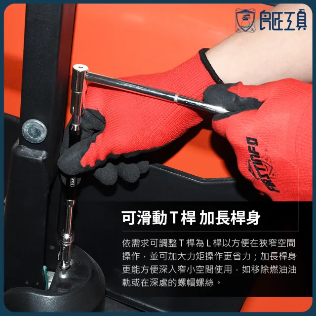 【良匠工具】2分可快速旋轉T桿扳手 起子頭和套筒兩用款(2分快速旋轉扳手起子/附2分轉3分套筒轉接頭)