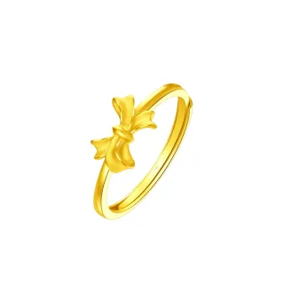 【周大福】甜美淑女風蝴蝶結黃金戒指_計價黃金(可調式戒圍)