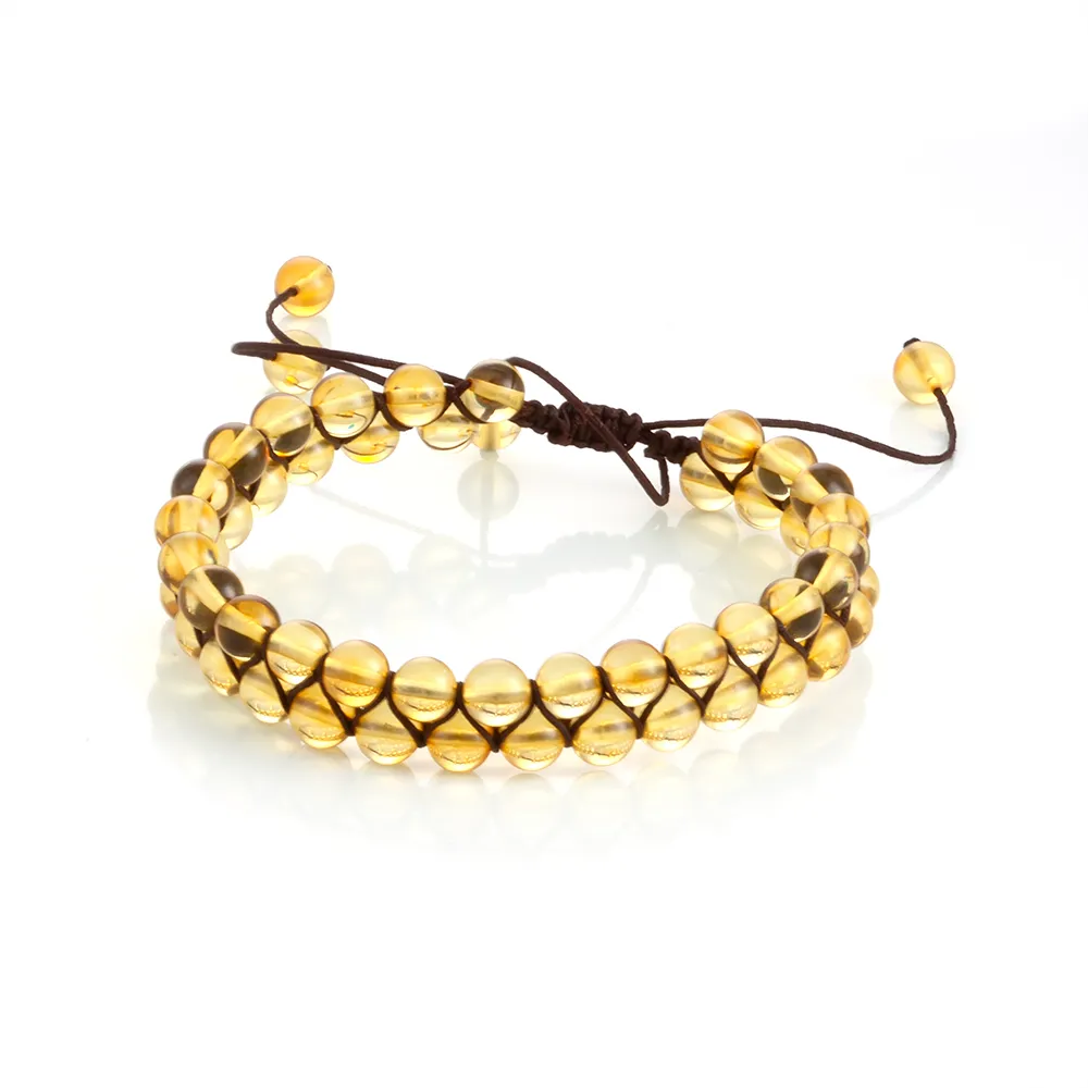 【Woogie武吉珠寶】琥珀蜜蠟拼接金珀手鍊(雙排繩鍊10mm)