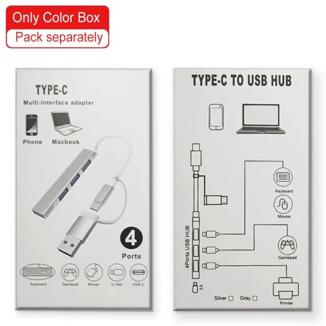【Bill Case】高階Type C USB雙規4孔 USB3.0 2.0轉接HUB 灰(支持iPhone15 16全新系列)
